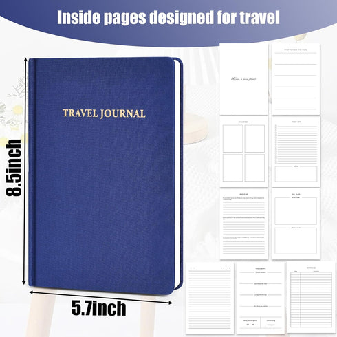 Blue Travel Notebook, Guided Notebook for Traveler Plan 5.7" x 8.5" Ruled Hardcover Travel Diary 112 Sheets/224 Pages 80gsm...