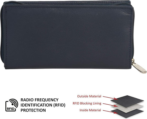 Leatherboss Genuine Leather Slim Checkbook Zipper Cover Holder for men women, Black...