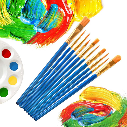 6 Pack 60 Pcs Nylon Hair Paint Brushes Set, Blue Artist Paint Brushes for Acrylic, Oil Watercolor, School Students Painting Set...