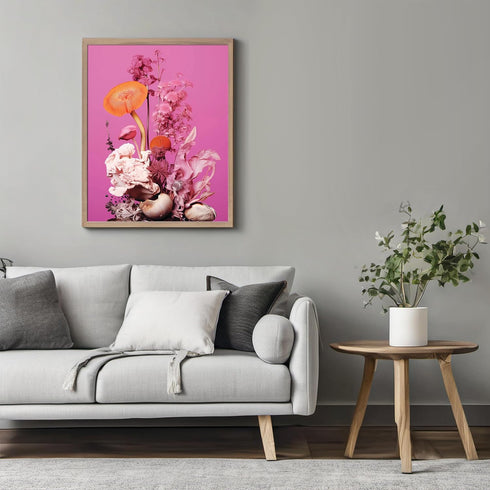 Posterizer 1 pcs-pink funky flowers-hippy girly collage-Abstract & Modern Art-Floral & Botanical Art-Gift for Art Lovers- UNFRAMED Wall Art...
