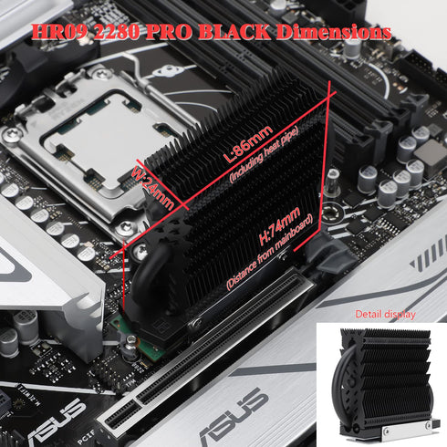 Thermalright HR-09 2280 PRO Black 2280 SSD heatsink, Double-Sided Heat Sink, with Thermal Silicone Pad for 2280 SSD PC and Computer,Desktop High P...