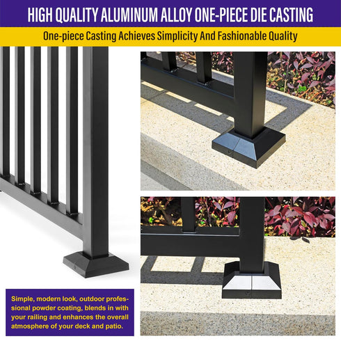 Split Post Base Cover, Fits 2"x2" Post/4.5"x4.5" Base, for Indoor/Outdoor Iron Railing, Fence, Stair Post Base Decorative Skirt Covers (1Pack-Blac...