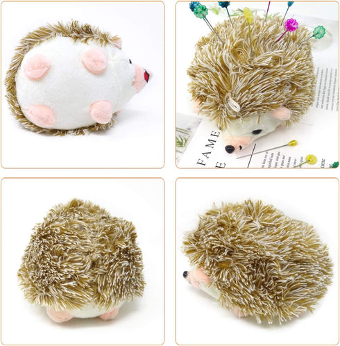 Honbay Furry Hedgehog Shape Pin Cushion Fabric Pin Holder for Sewing or DIY Crafts (Brown)...