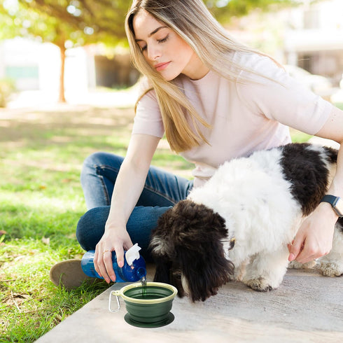Collapsible Dog Bowl with Non Skid Suction Base -100% Pure Silicone Foldable Water Bowl, Portable Dog Bowl for Travel, Hiking & Camping 350mL 1 Pi...