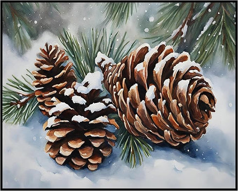 Posterizer 1 pcs-pinecones in snowey winter nature 3-Landscape & Nature Art-GIft for Men Women Teens-Living Room Bedroom Decor- unframed wall art...