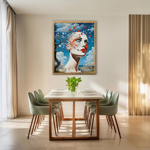 Posterizer 1 pcs-futuristic art- womans head in the clouds-Abstract & Modern Art-Fantasy & Fiction Art-Gift for Art Lovers-Decor for Home & Office...