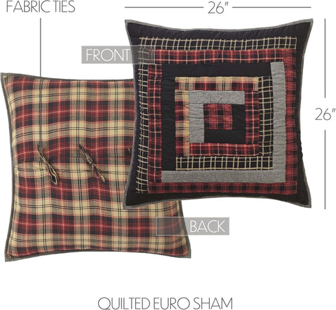 VHC Brands Rustic & Lodge Cumberland Quilted Bedding Accessory, Euro Sham 26x26, Chili Pepper Red...