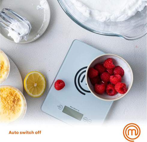 MasterChef Digital Food Scale Grams and Ounces for Kitchen, Portable Food Weight Scale with LCD Display for Baking & Cooking, Tempered Glass Scale...