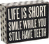 Primitives by Kathy 21238 Polka Dot Trimmed Box Sign, 4" x 5", Life is Short...