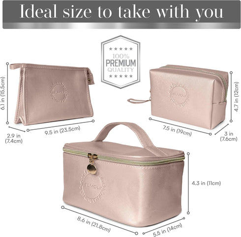 3 Pcs Cosmetic Bags For Women - Travel Toiletry Bag For Women - Aesthetic Makeup Bag Set - Waterproof Travel Cosmetic Bag Set - Multifunctional Ma...