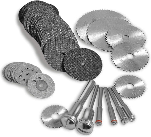 Cutting Wheel Set Compatible with Plastic 36pcs for Rotary Tool, HSS Circular Saw Blades 6pcs, Resin Cutting Discs 20pcs, 545 Diamond Cutting Whee...