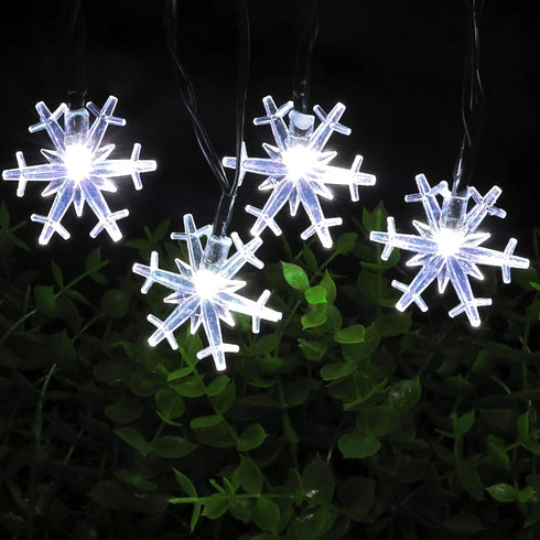 Solar Christmas String Lights Outdoor Waterproof 30 LED 20Feet Solar Snowflake Christmas Fairy Lights Decorations with 8 Lighting Modes for Garden...