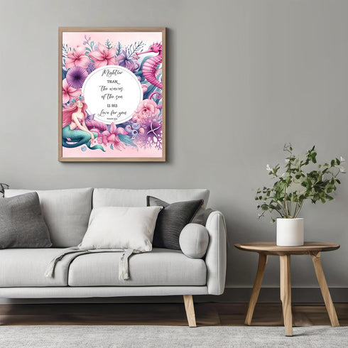 Posterizer 1 pcs-girly mermaid bible verse art-Psalm 93: 4-Kids Room Art-Religious Posters-Gifts for Christians-Living Room Bedroom Decor- UNFRAME...