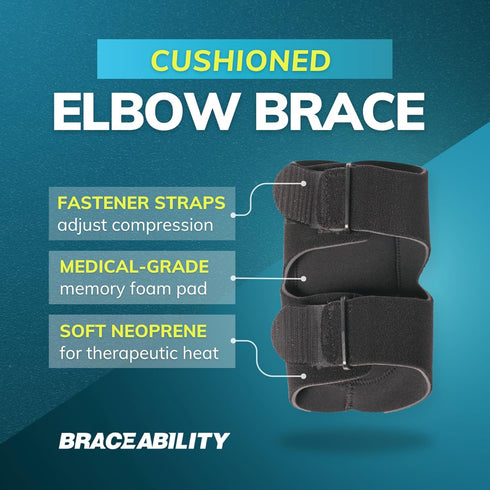 BraceAbility Bursitis Elbow Pad Brace | Compression Arm Sleeve Wrap with Padded Soft Support Cushion for Olecranon Joint Pain, Bursa Protection, A...