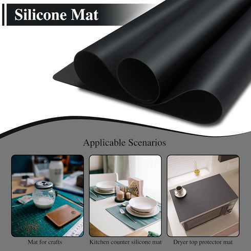 Silicone Mats, YACEYACE 2Pcs 15.7"x 11.8"x 0.03" Black Silicone Placemats, Silicone Table Mat, Silicone Mats for Kitchen Counter, Baking, Jewelry...
