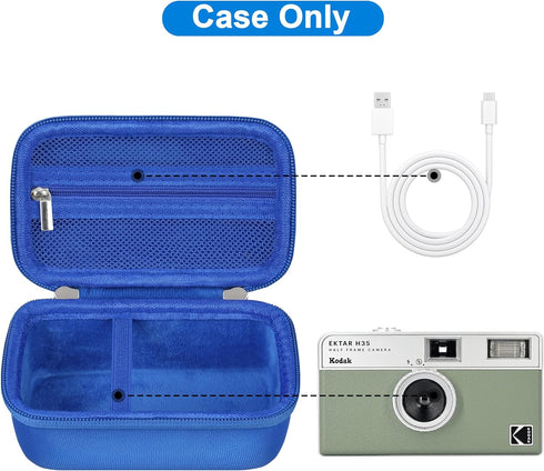 Canboc Carrying Travel Case for KODAK EKTAR H35/ H35N/ M35/ F9/ M38 Half Frame Film Camera, Point and Shoot Camera Bag, Zipper Mesh Pocket fits Fi...