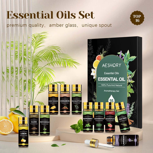 Essential Oils Set 16 x 5ml, Aromatherapy Oils for Diffuser, Humidifiers, Skin Care, Massage, Essential Oil Scent for DIY Candle and Soap Making 0...