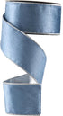 Dusty Blue Velvet Ribbon Wired 2.5" x 10 Yards Blue Christmas Wired Ribbon with Silver Metallic Back Silver Blue Wired Ribbon for Wreaths, Tree To...