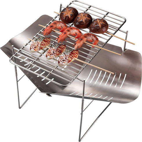 CAMPINGMOON Coal Bed Charcoal Fire Grate Grill Grates Replacement Stainless Steel for Barbecue Multifunction Outdoor Cooking T-173 (1pc, 12.2x6.7-...