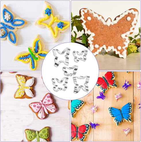 5Pcs Butterfly Cookie Cutter Sandwich Cutter Mini Stainless Steel Fairy Cookie Cutter Set Butterfly Biscuit Cutters Shapes Variety Pack for DIY Ba...