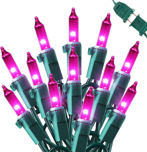 MYGOTO Purple Christmas Lights Outdoor, 2Pack 13Feet 50Count Halloween String Lights Connectable 120V Plug in for Outdoor Indoor Garden Party Chri...