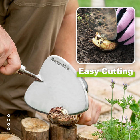 Berry&Bird Potting Trowel, Oversized Garden Hand Shovel with Sharp Blade & Wood Handle, Stainless Steel Gardening Tool for Roots, Planting, Diggin...