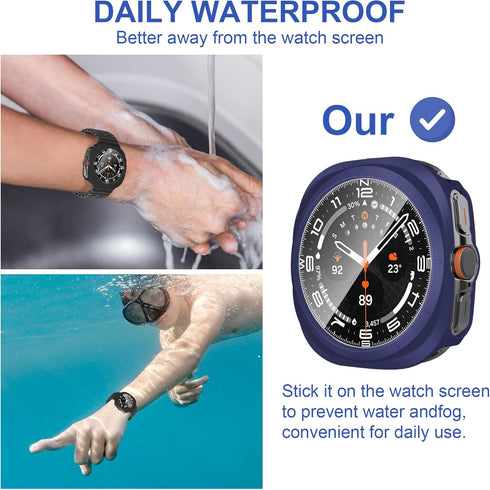8+4 Pack Case for Samsung Galaxy Watch 7 Ultra 47mm with Tempered Glass Screen Protector, Waterproof Anti-Fog Screen Protector Shockproof Hard PC ...