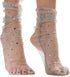 Mist Grey Elegance: Women Sheer Slouch Tulle Socks | Shiny Glitter Novelty Decorated Loose Socks with Stars & Moon - Ankle High 1 Pair (US sizes 5...