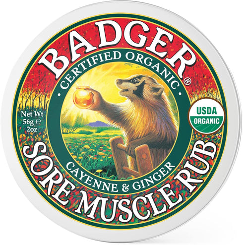 Badger - Sore Muscle Rub, Cayenne Pepper and Ginger, Organic Sore Muscle Rub, Warming Balm, Muscle Relief Balm, Warming Muscle Rub, Sore Muscle Ba...