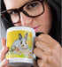 3dRose Calico Bunny Rabbit with Daisy Flowers and Three Eggs Happy Easter Two Tone Mug, 1 Count (Pack of 1), Black...