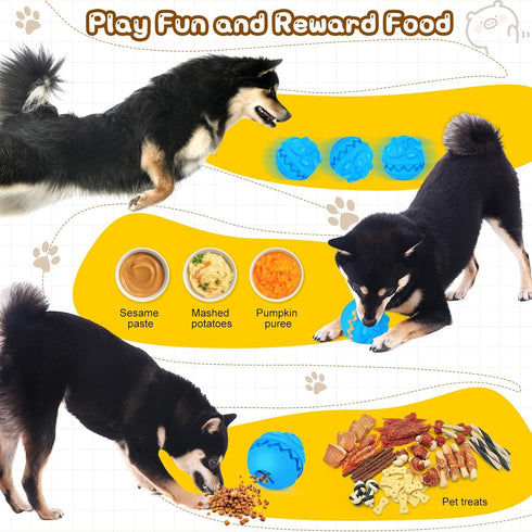 Indestructible Dog Balls Treat Dispensing Dog Toys for Aggressive Chewers Large Medium Breed, Dog Chew Toys Balls for Aggressive Chewers, Interact...