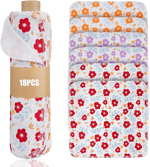 Reusable Paper Towels - 18 Pack Roll of Washable Cotton Prints Cloth Paper Towels Paperless Reusable Napkins Cloth for Kitchen Dishcloths Replacem...