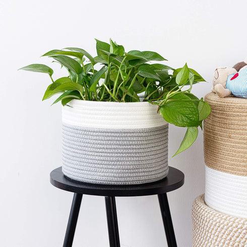 INDRESSME Small Storage Basket - Cute Cotton Rope Basket - Closet Storage Bins - Cute Basket for Remote - Storage Organizer for Toy Storage Bin- 9...