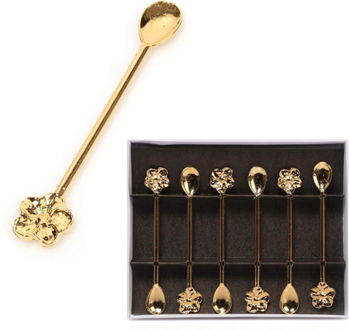 Alisveristime Traditional Ottoman Motif Tea Spoons - Decorative Stirring, Sugar, Tea Spoons (Set of 6) (Daisy) (Gold)...