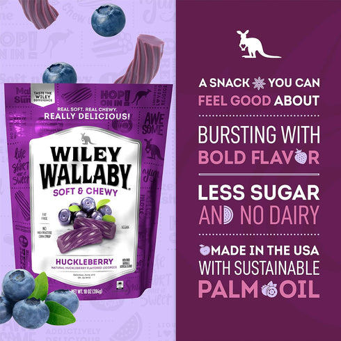 Wiley Wallaby Licorice 10 Ounce Classic Gourmet Soft & Chewy Australian Huckleberry Licorice Candy Twists, 1 Pack...