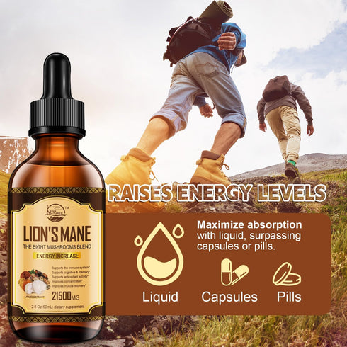 Lions Mane Supplement, Liquid Mushroom Extract Drops, 8 Mushrooms Complex for Cognitive Support and Immunity Boost, Up to 2 Month Supply, Mushroom...