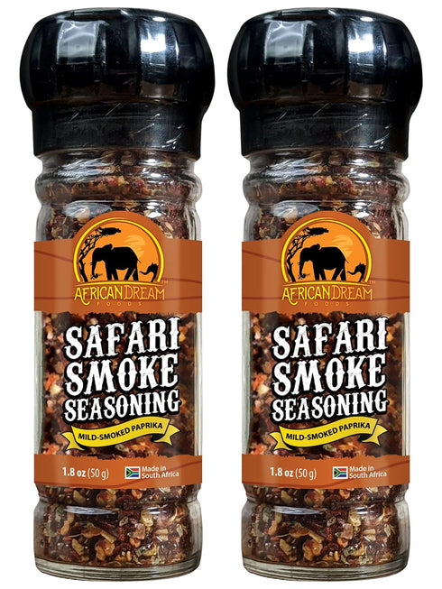 Safari Smoke Seasoning by African Dream Foods | All-Natural Smoky Seasoning | Made with Smoked Paprika Flakes, Dried Garlic, Basil, Sea Salt| 2-Pa...
