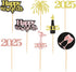 24 Pcs Glitter Rose Gold and Gold Happy New Year Cupcake Toppers 2025 Rose Gold,Gold and Black Cupcake topper Cheers to 2025 Cake Picks for New Ye...