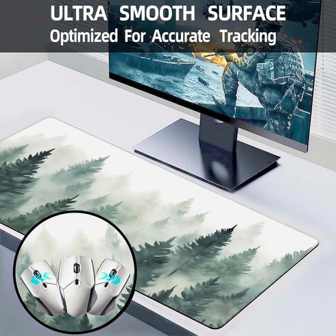 Extended Large Gaming Mouse Pad, Misty Forest Large Desk Mat for Desktop XXL, Non-Slip Rubber Base Stitched Edges Long Computer Keyboard Desk Pad ...