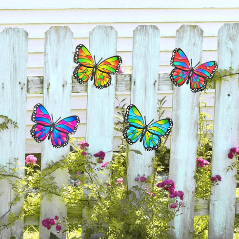 Metal Butterfly Wall Art Decor - 9.8 inches Outdoor Wall Art Decorations for Fence Garden Backyard Bedroom Patio Living Room,Gift for Mom Dad Frie...