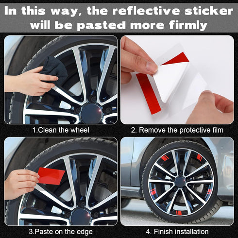 24 Pcs Wheel Rims Decal Stripes Reflective Car Stickers Wheel Hub Stickers Automotive Decals for 18-21 Inch Wheels Tire Rim Safety Automotive Exte...