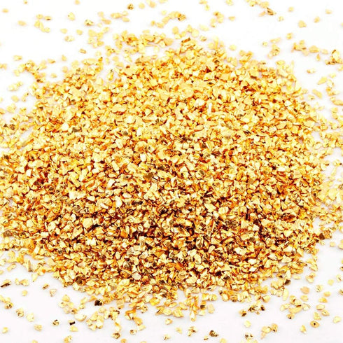 Crushed Glass Irregular Metallic Mini Chips Sprinkles Chunky Glitter Gold 100g 0.5-2.5mm for Nail Arts Craft DIY Vase Filler Epoxy Resin Mold Jewe...