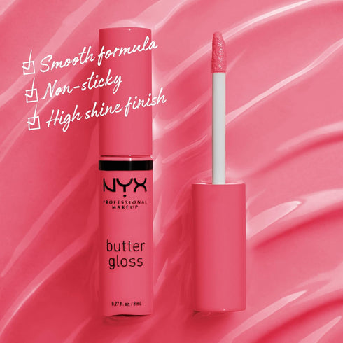 NYX PROFESSIONAL MAKEUP Butter Gloss, Non-Sticky Lip Gloss - Peaches & Cream (Pink Coral)...