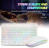 Ultra-Slim Bluetooth Keyboard and Mouse Portable Mini Wireless Keyboard Rechargeable 7-Color Backlit for Apple iPad iPhone Samsung Tablet iPhone S...