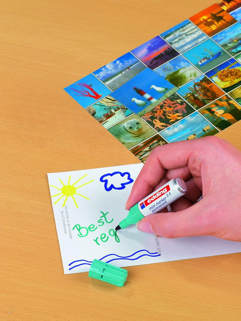 edding 0.5 mini permanent marker - black - 10 marker pens - fine round nib 1 mm - waterproof, quick-drying - smudge-proof - mini marker for cardbo...