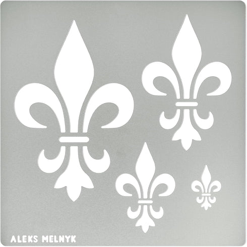 Aleks Melnyk No.250 Metal Stencil, Fleurs de Lys Symbole, French fleur-de-lis, Lily Flower, Ornament, Vintage, Patterns, Template for Wood Burning...