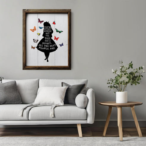 Posterizer 1 pcs-You're entirely bonkers-Alice in Wonderland quotes-Movie & Cinema Art-Gift for movie lovers-Gift for Men Women Entrepreneur Teens...