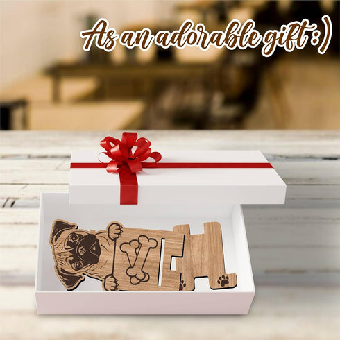 Dog Theme Wooden Phone Holder - Pug - Phone Stand, Charging Station for E-Book, Smart Phones, Tablets, Desktop Organizer, Dog Lover Gift - 03...