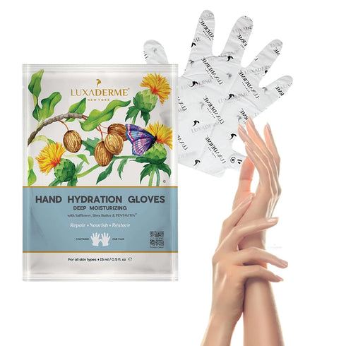 LuxaDerme Moisturizing Gloves for Dry Hands - 15ml Safflower & Shea Butter Hydrating Hand Mask - Rejuvenate Dull & Cracked Skin - Skincare Gift Se...
