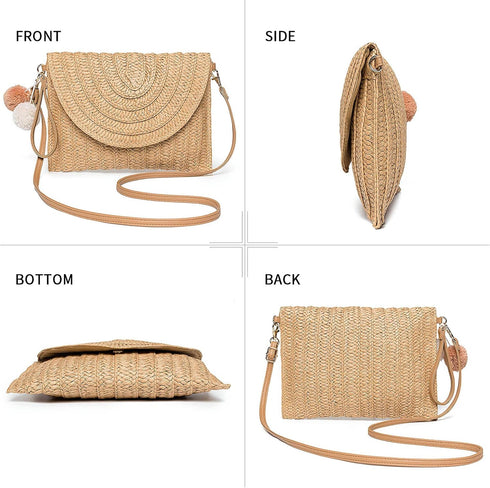 Dailyacc Straw Shoulder Bag For Women Woven Purse Beach Envelope Clutch Straws Wallet...